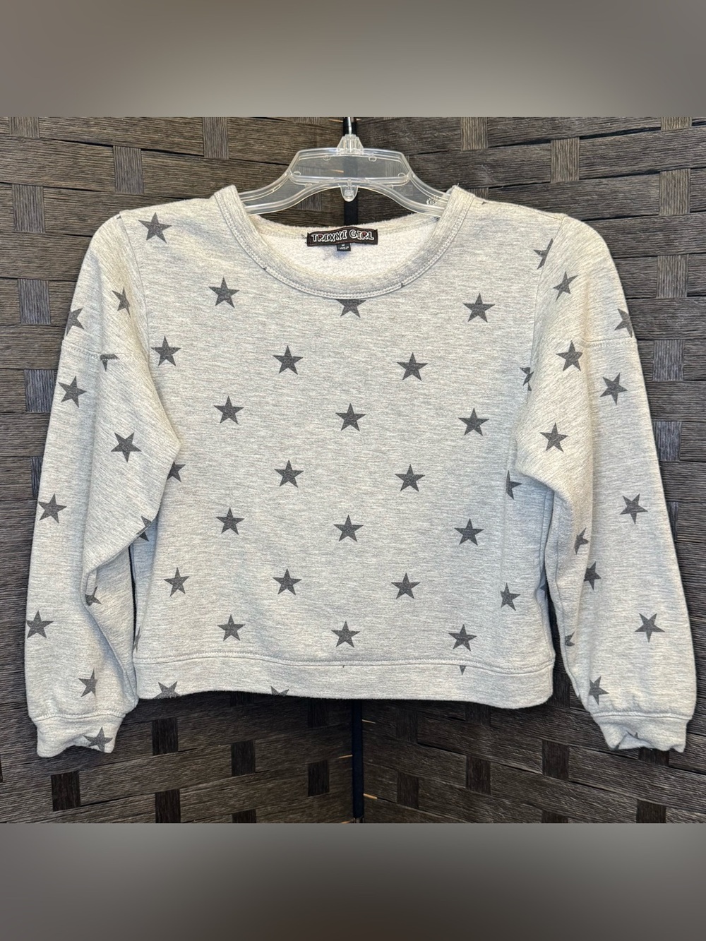 Trixxi Girl Gray Sweatshirt with Black Star Detail